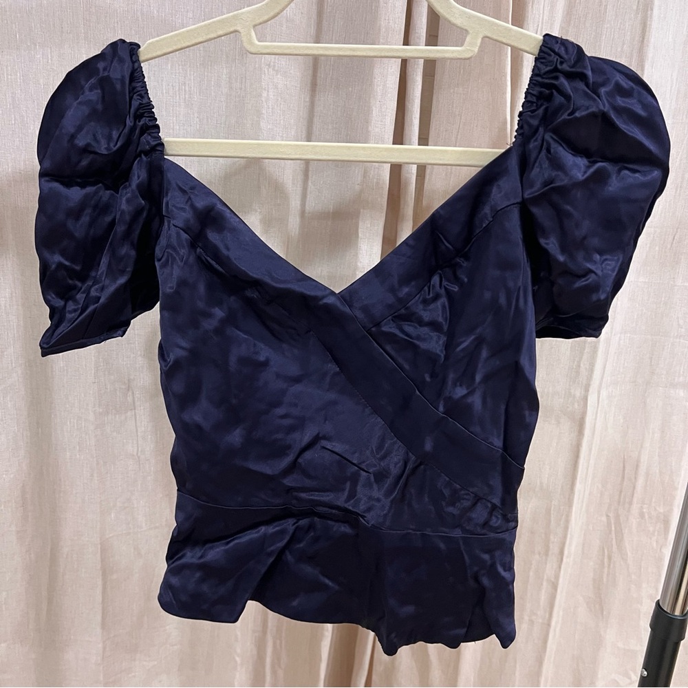 Urban Outfitters Midnight Blue Puff Sleeve Crop